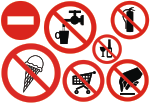 Prohibition signs, stickers