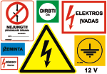Electrical safety signs, stickers