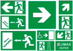 Fire exit signs, stickers