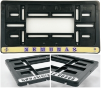 License plate frame R-4 with embossed chrome-plated edging and polymer sticker